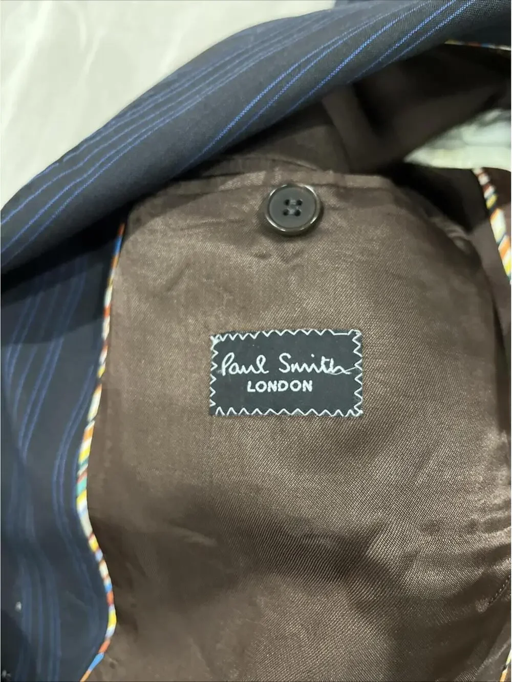 FLAWLESS PAUL SMITH LONDON MENS BLAZER 44R BLUE W PINSTRIPES MADE IN ITALY VGC